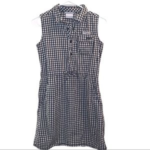 Columbia Navy & White Checkered PFG Shirt Dress